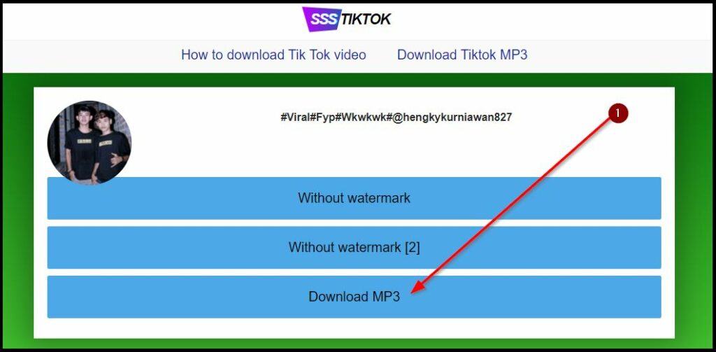 Tombol Download Lagu Tiktok Mp3 Di Ssstiktok
